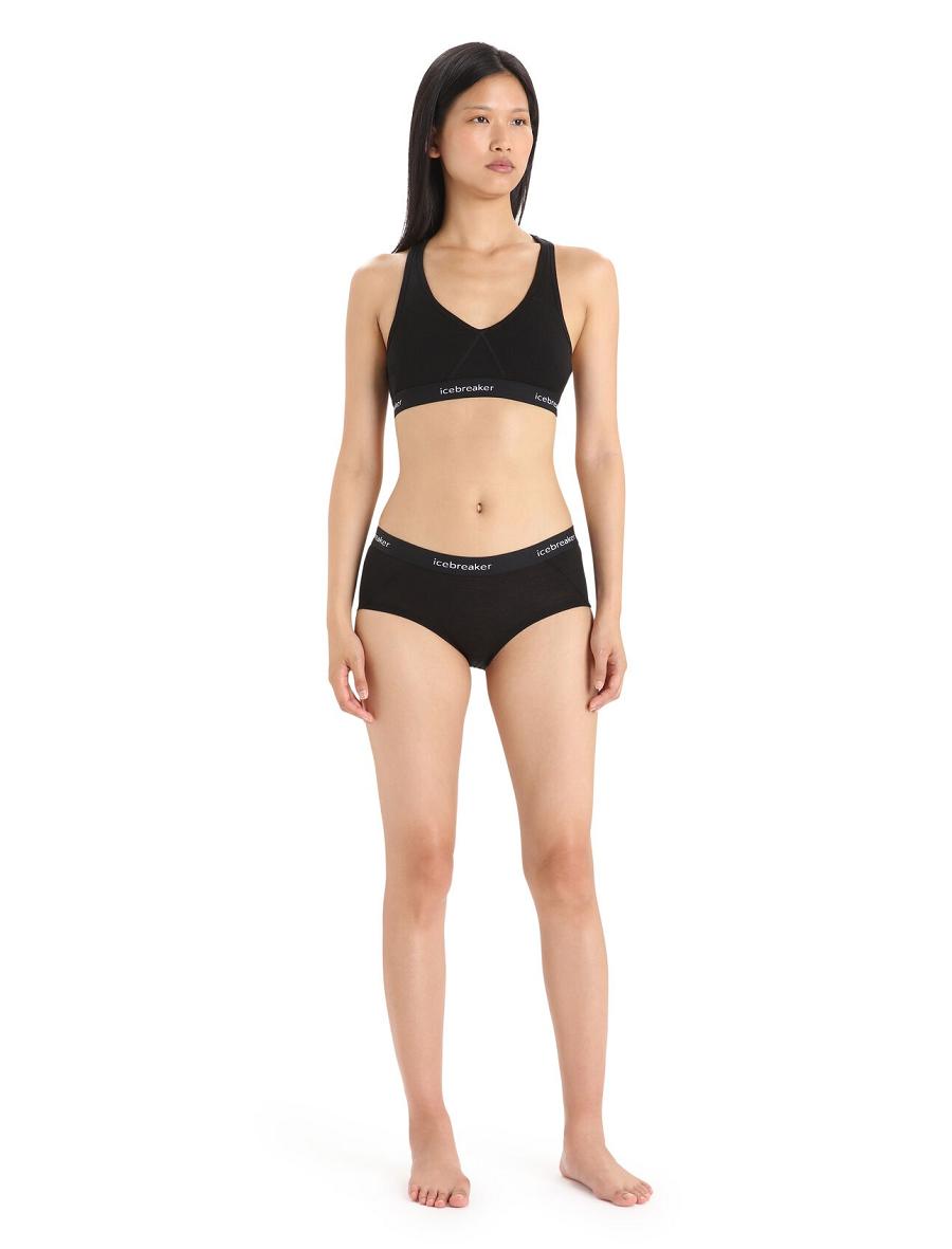 Black Icebreaker Merino Sprite Racerback Women's Bras | AU 1815KORI